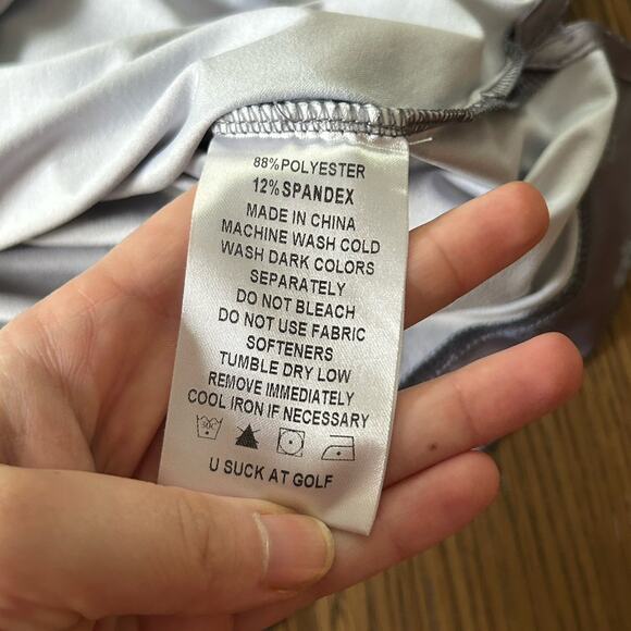 U Suck At Golf USAG Men’s Medium All Over Graphic Print Polo Gray Athleisure - Picture 4 of 9